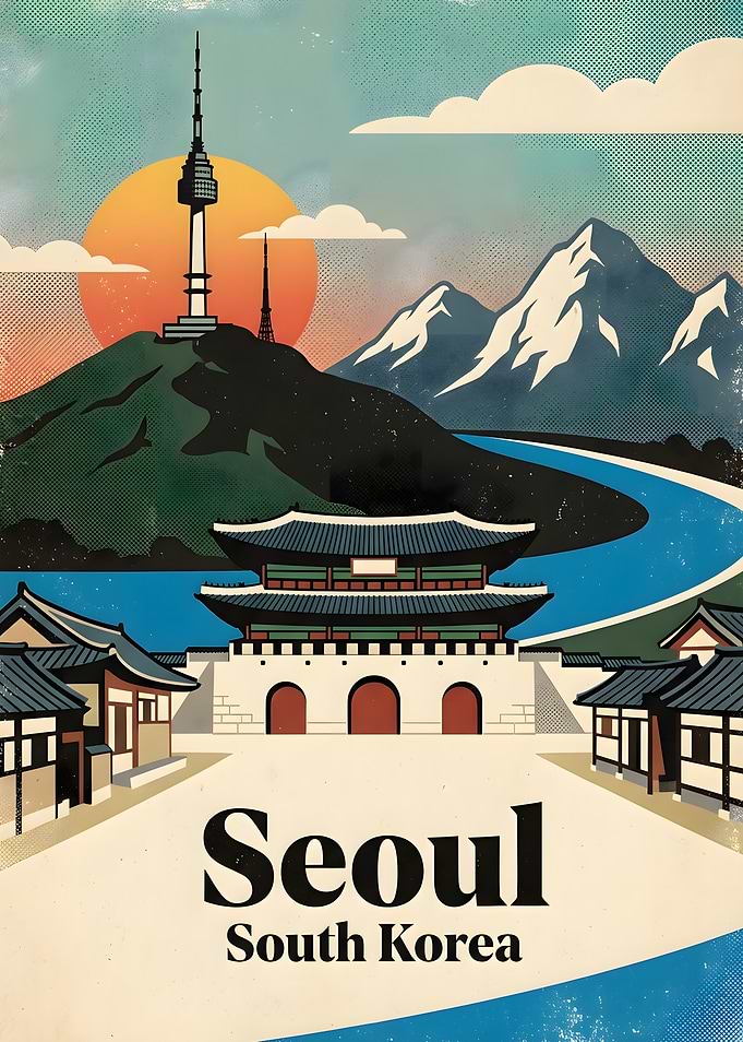 Vintage Travel Poster of Seoul