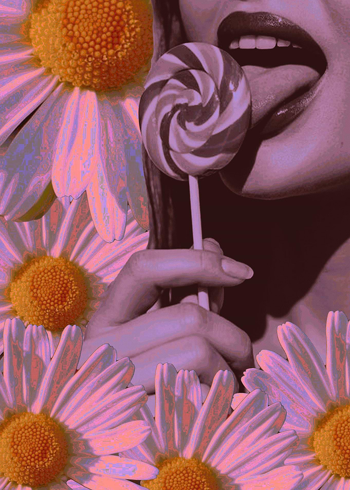 Pop Art Lollipop and Daisy Collage