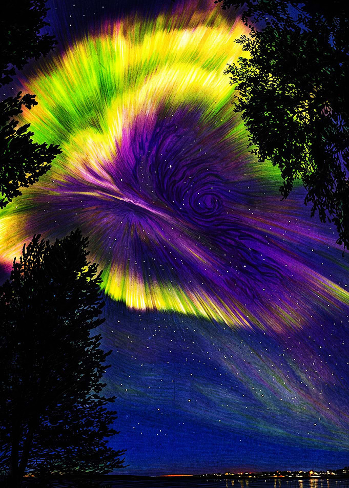 Vibrant Aurora Borealis Night Sky