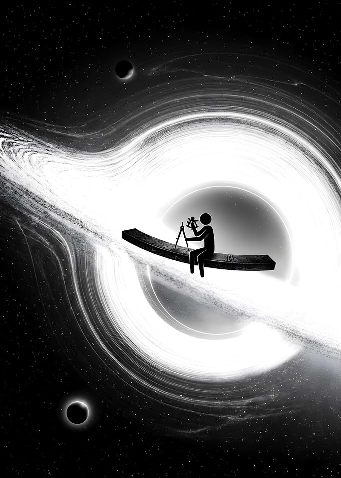 Stick Figure Observing a Black Hole