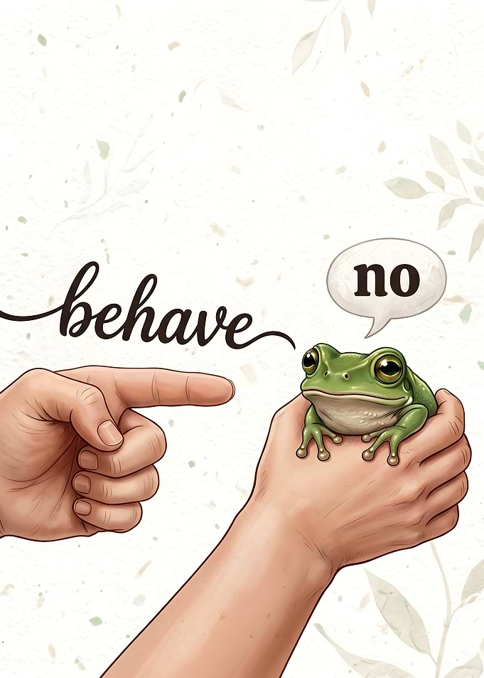 Funny Frog Saying No Illustration