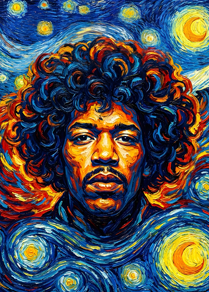 Jimi Hendrix Starry Night Portrait