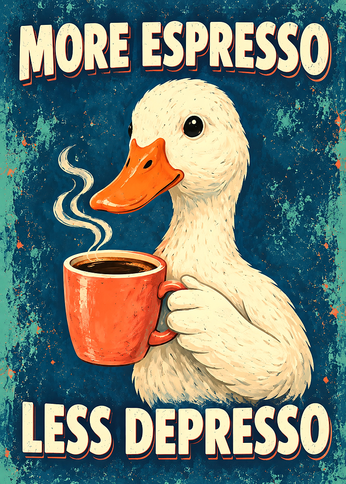 More Espresso Less Depresso Duck Poster