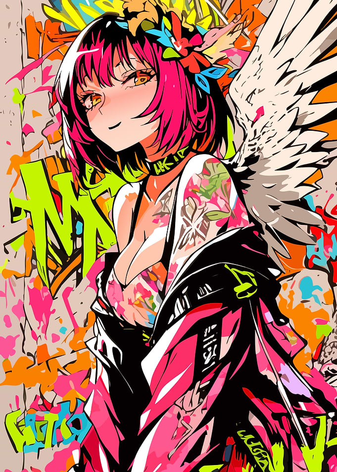 Anime Angel Girl Graffiti Art
