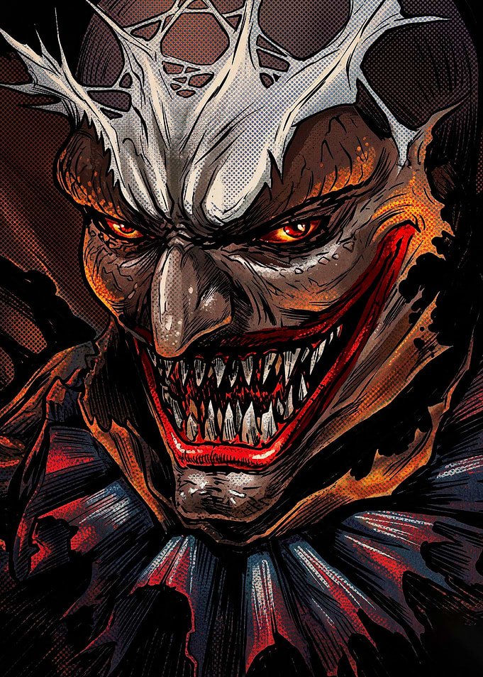 Menacing Clown Portrait Comic Art