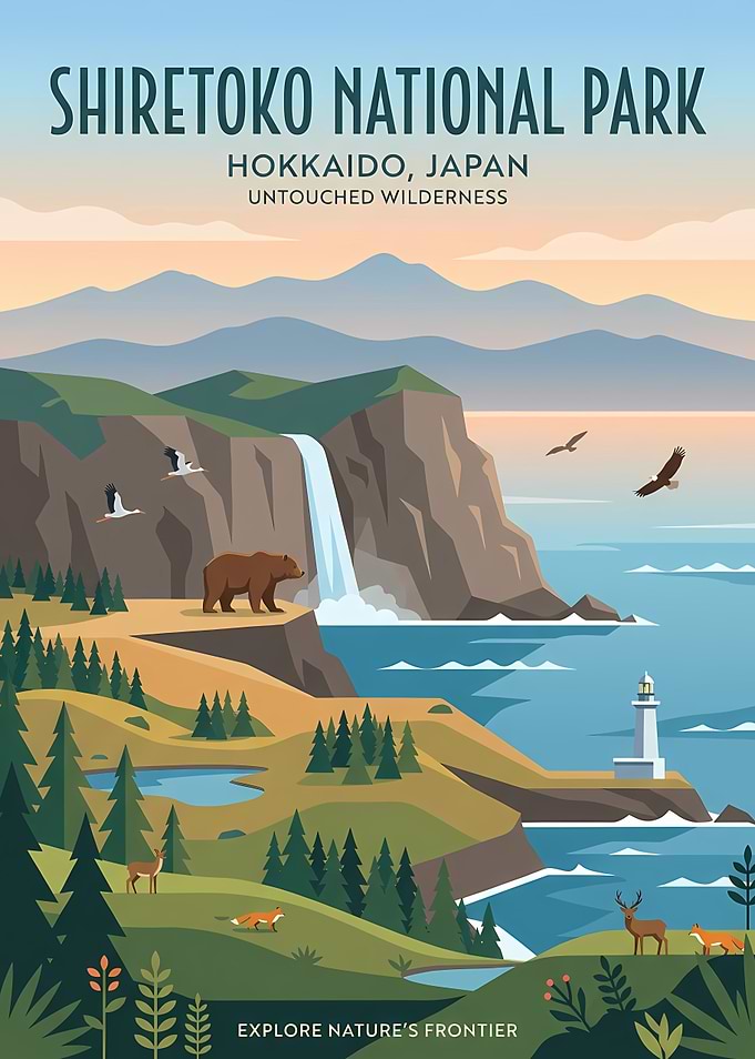 Shiretoko National Park Travel Poster