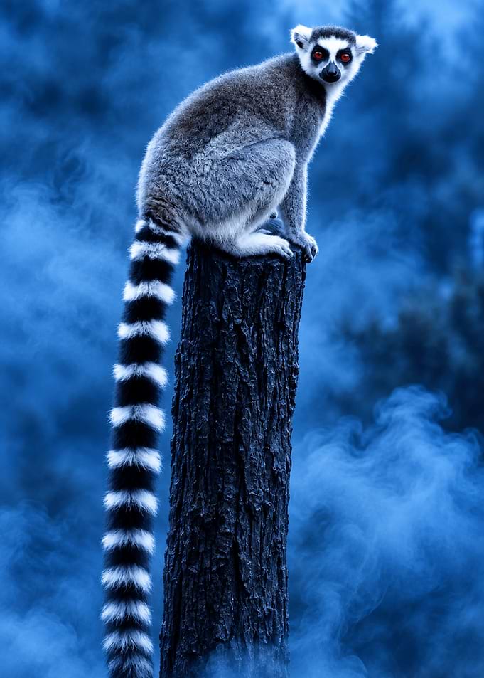 Ring-tailed Lemur in Blue Mist