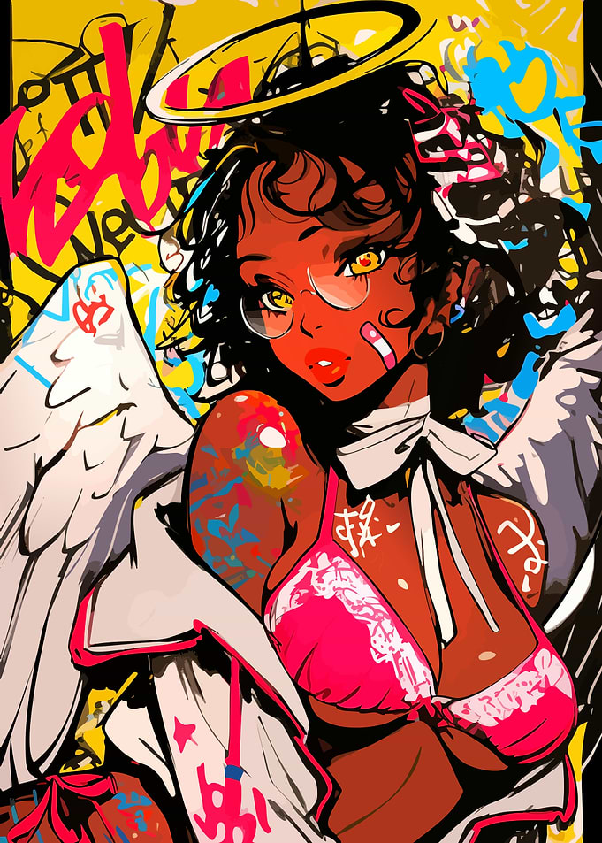 Graffiti Style Anime Angel Girl