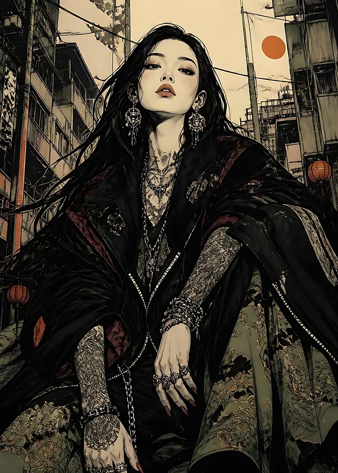 Edgy Urban Woman with Tattoos