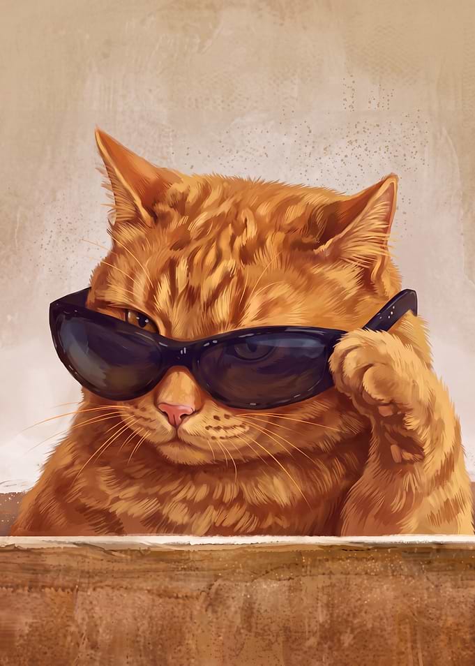 Cool Ginger Cat Wearing Sunglasses