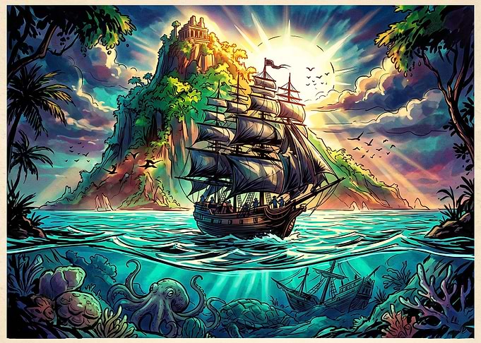 Pirate Ship at Tropical Island