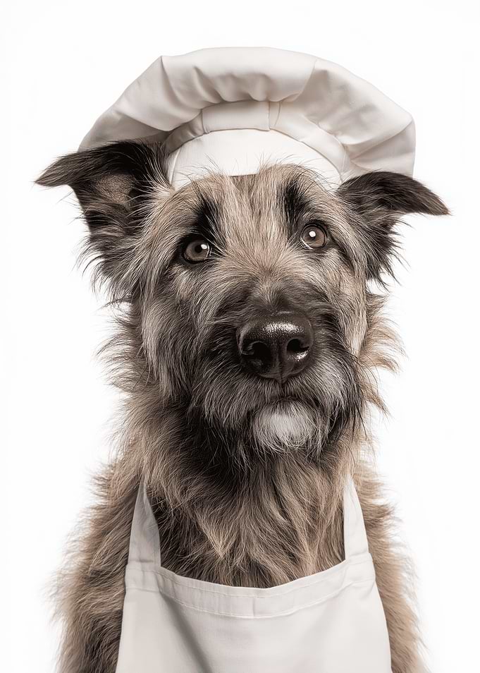 Adorable Belgian Laekenois Dog Dressed as a Chef