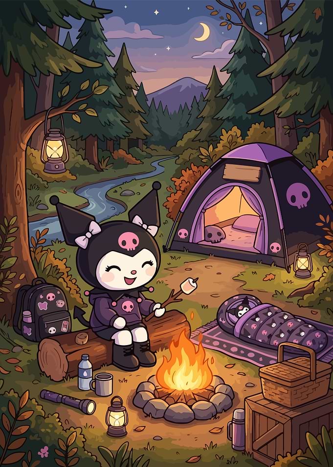 Kuromi Camping Under the Stars