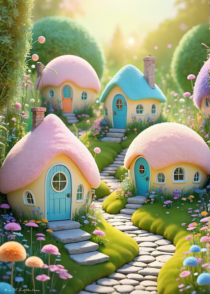 Whimsical Fairy Tale Cottage Village