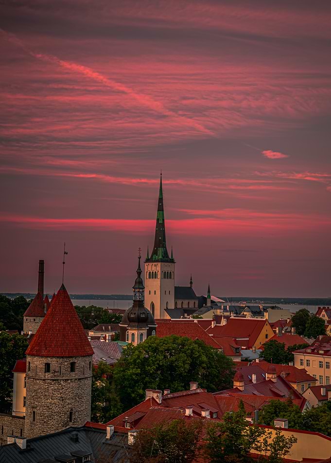 Tallinn Old Town Sunset Skyline