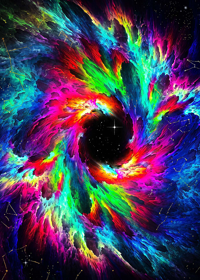Vibrant Colorful Spiral Galaxy Nebula
