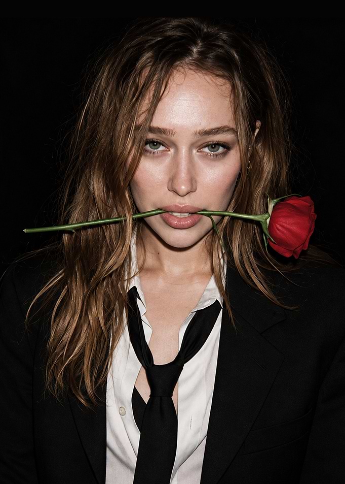 Alycia Debnam-Carey with a Red Rose