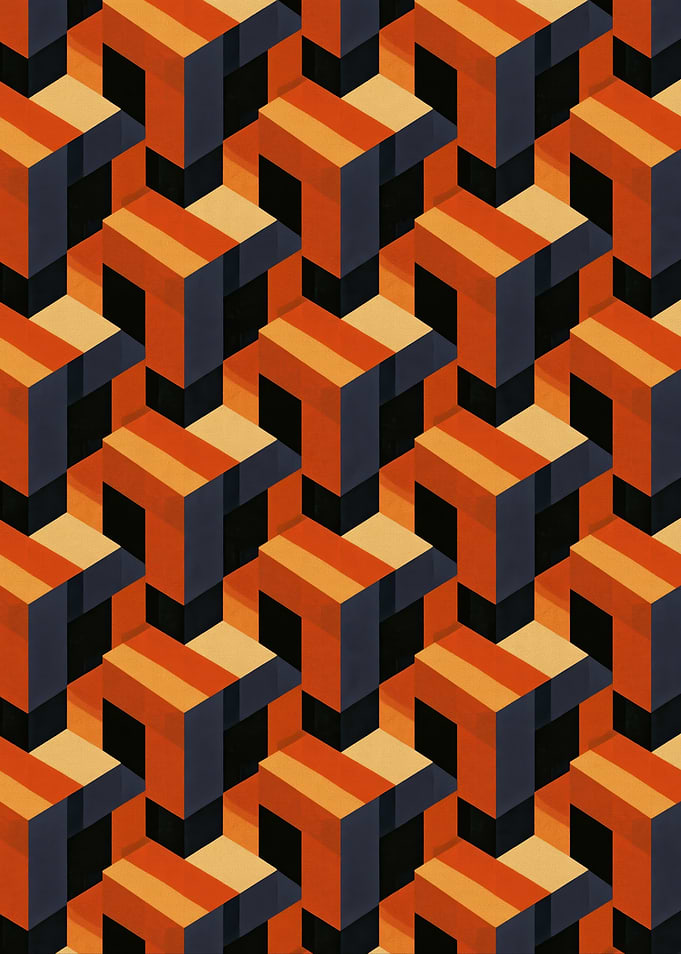 Geometric Isometric Cube Pattern