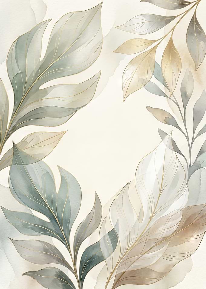 Elegant Watercolor Botanical Leaf Frame