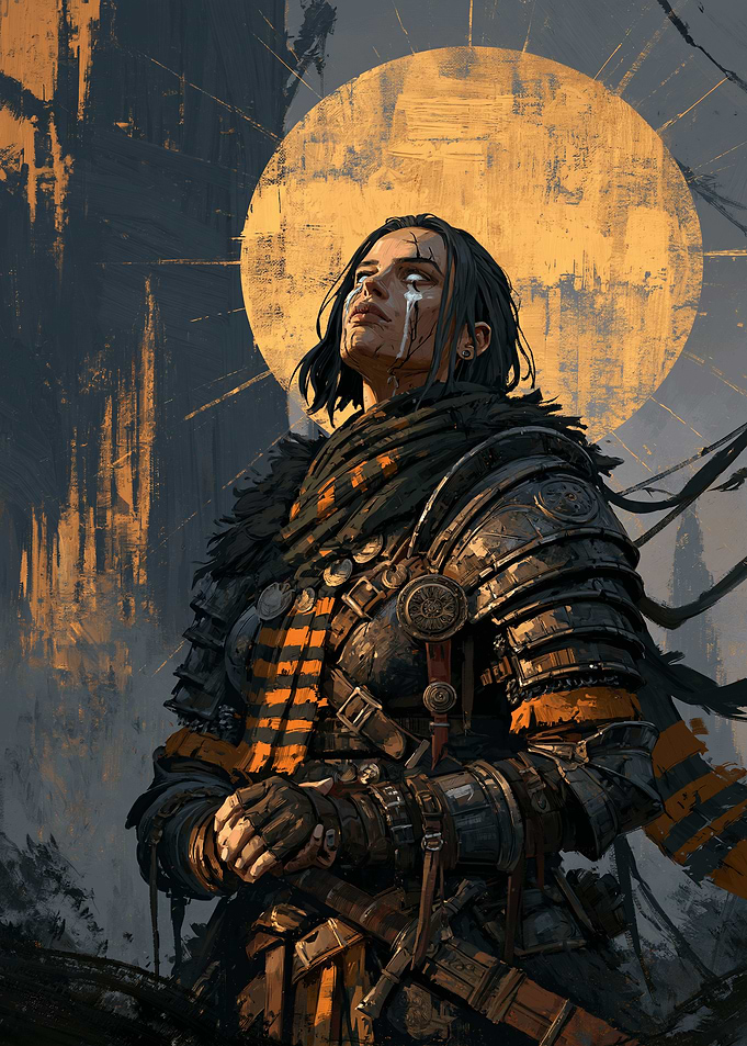 Warrior Woman with Golden Halo