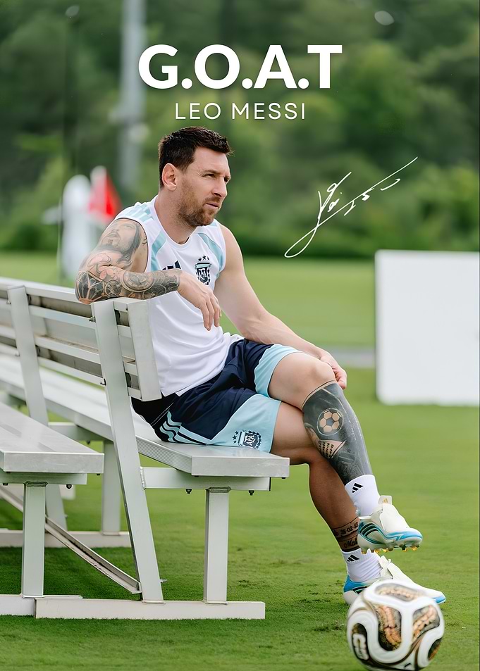Lionel Messi G.O.A.T. Soccer Poster