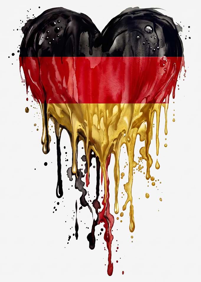 German Flag Heart Paint Drip Art