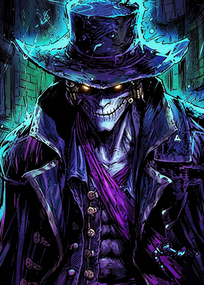 Dark Cyberpunk Skull Cowboy Portrait