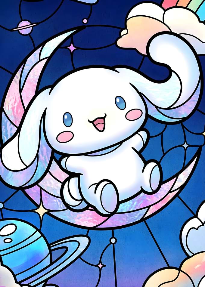 Cinnamoroll Sitting on a Crescent Moon
