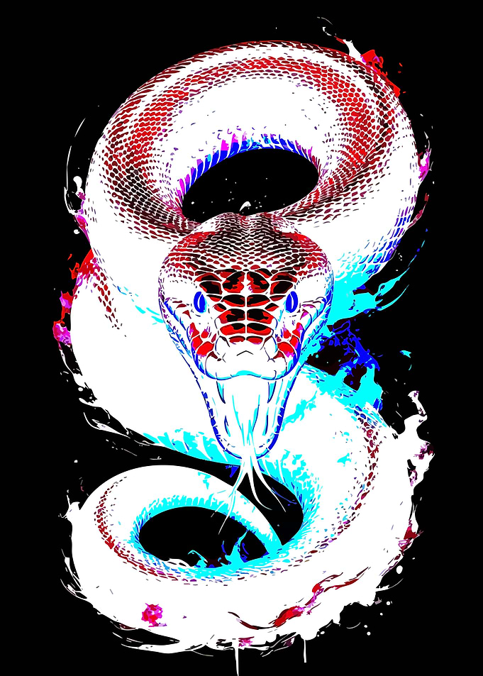 Neon Abstract Snake Illustration