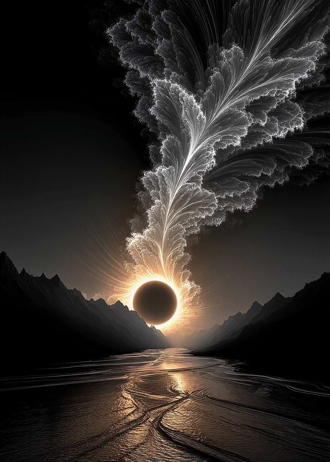 Surreal Solar Eclipse Over Mountain Valley