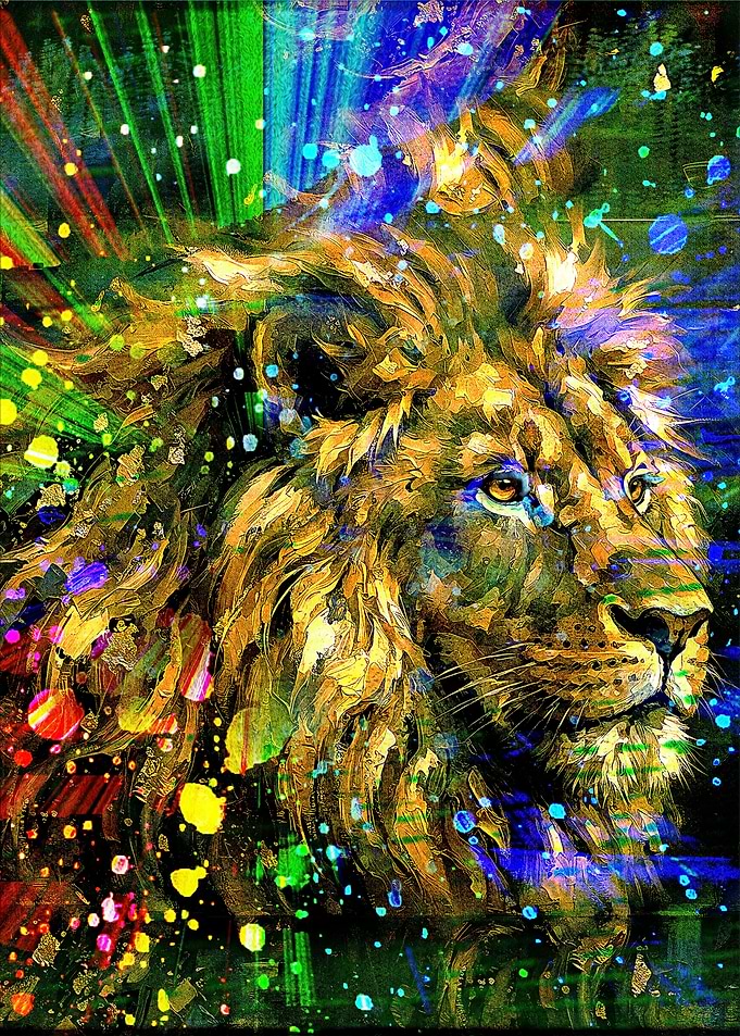 Vibrant Abstract Lion Portrait