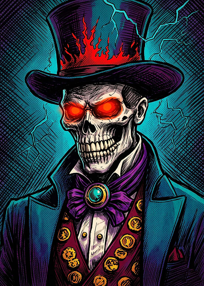 Gothic Skeleton Gentleman in Top Hat