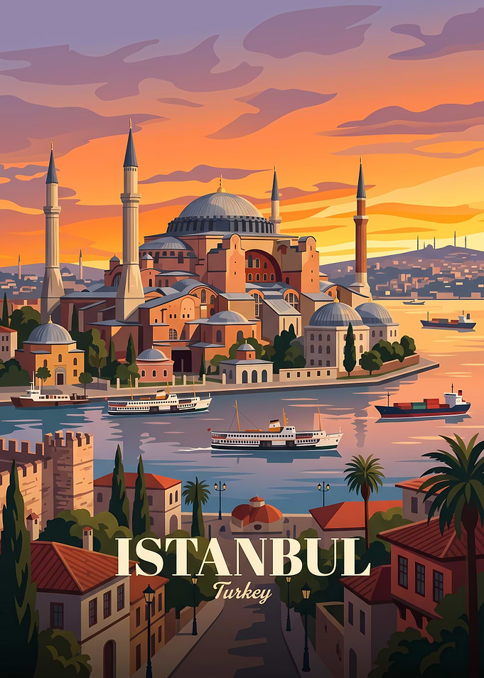 Istanbul Turkey Travel Poster