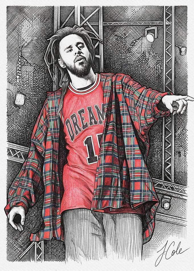 J Cole Portrait Drawing