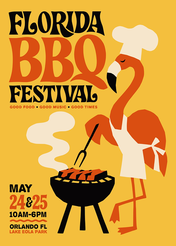Florida BBQ Festival Flamingo Poster