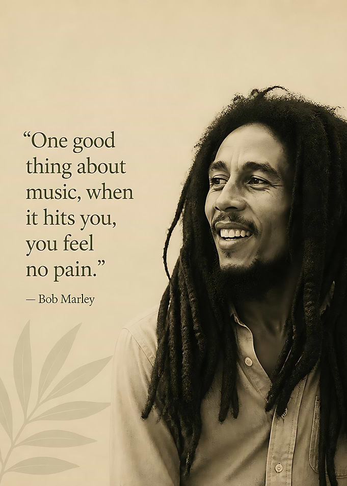 Bob Marley Inspirational Music Quote Poster