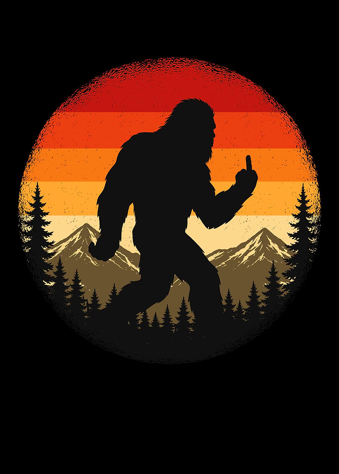 Bigfoot Giving the Middle Finger