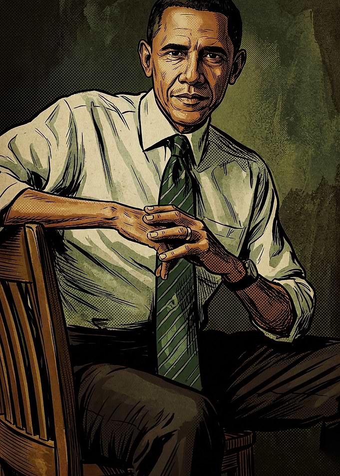 Barack Obama Comic Style Portrait