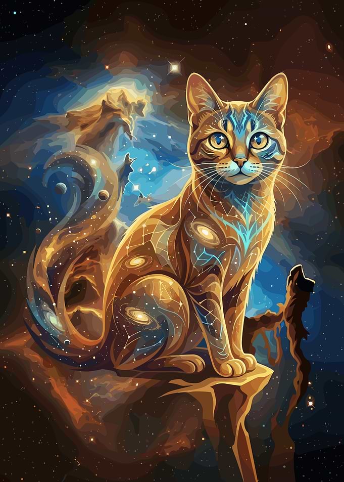 Cosmic Galaxy Cat Illustration