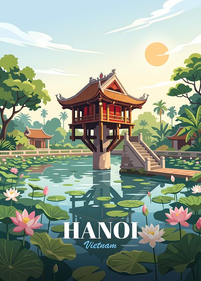 One Pillar Pagoda Hanoi Vietnam Poster