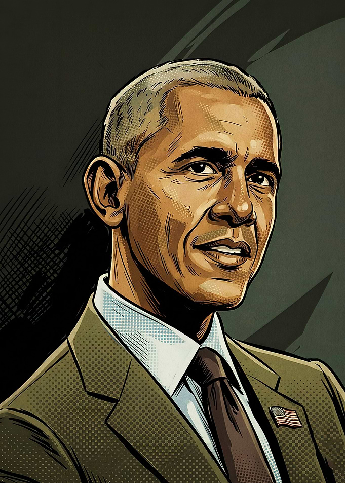 Barack Obama Comic Style Portrait
