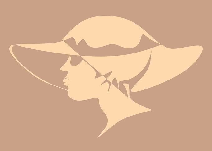 Minimalist Profile of Woman in Hat