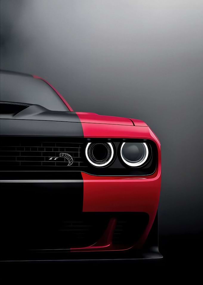 Split Color Dodge Challenger Front View