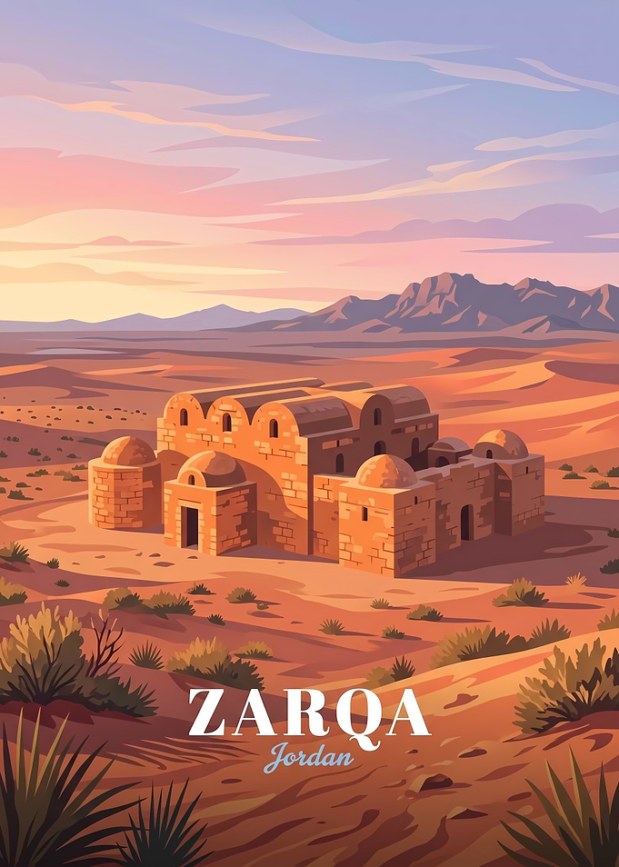Zarqa Jordan Desert Landscape Poster