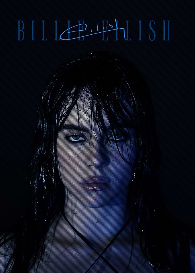 Billie Eilish Moody Portrait Poster