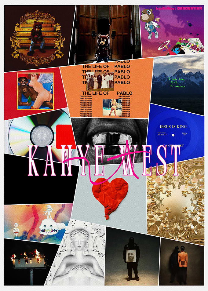 Kanye West Album Discography Collage Poster