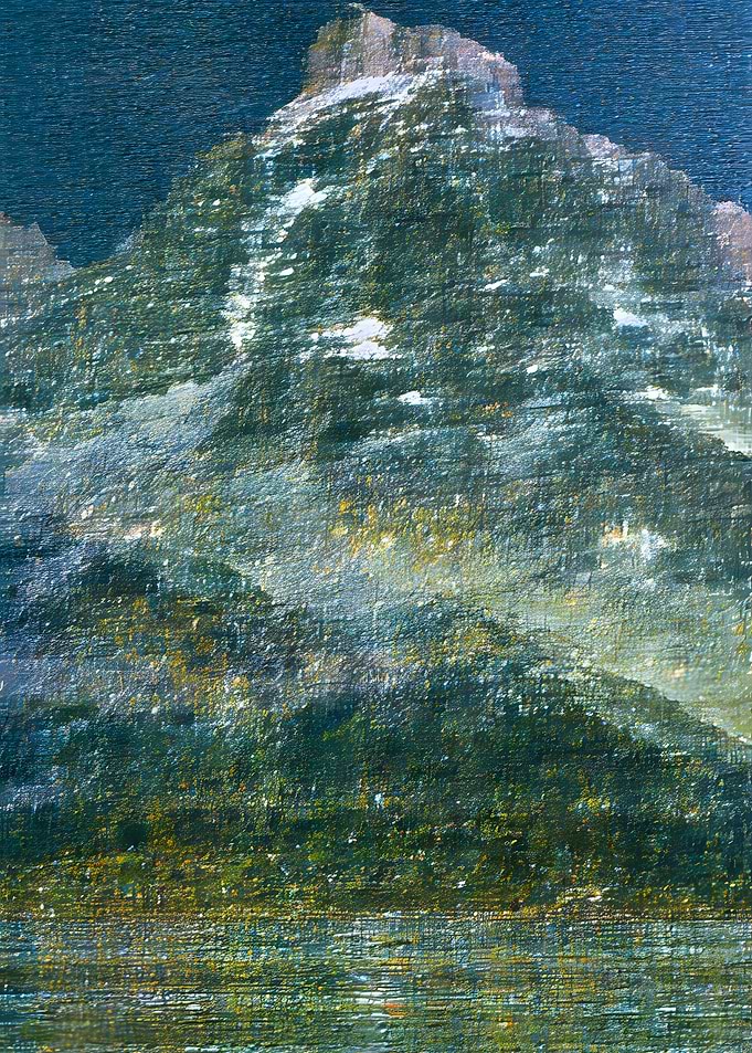 Impressionist Mountain Lake Landscape Painting