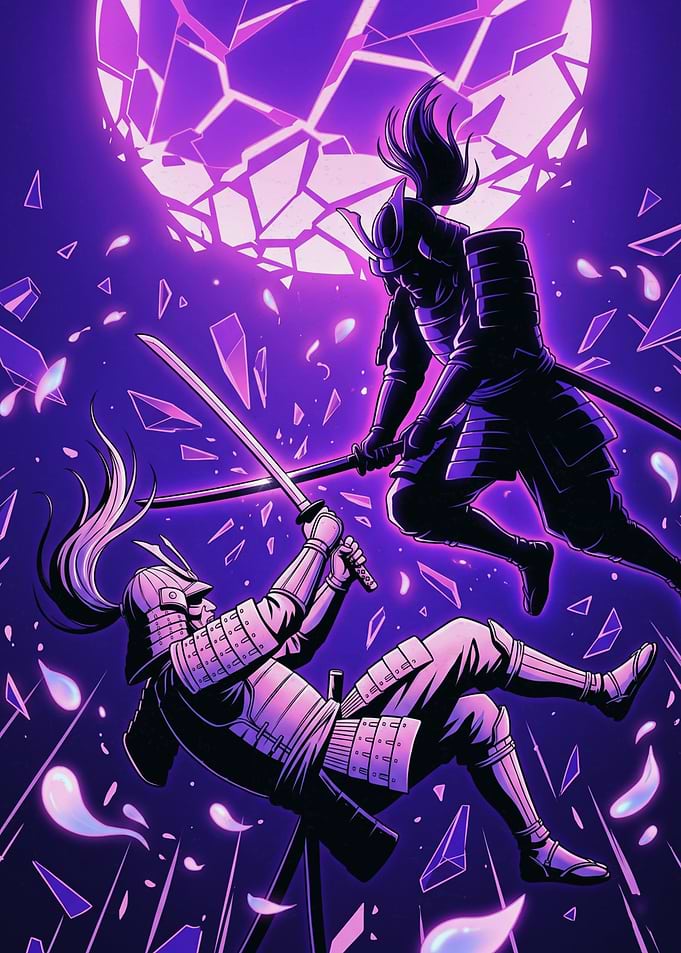 Samurai Duel Under Shattered Moon