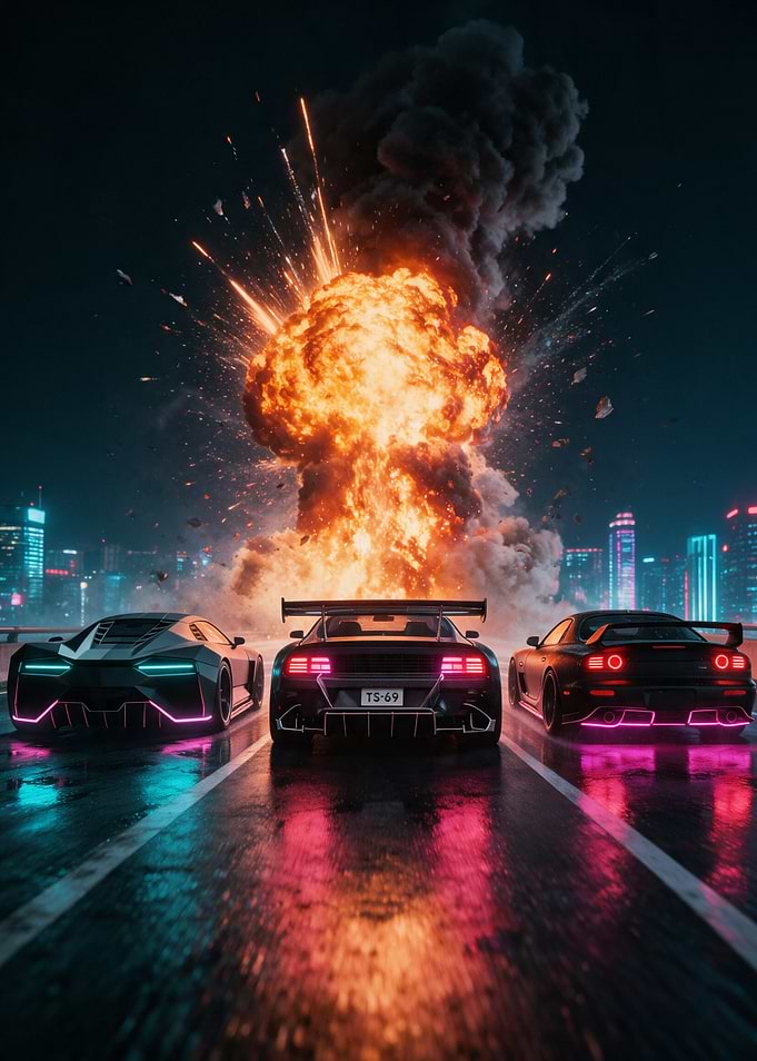 Supercars Racing Towards Massive Explosion