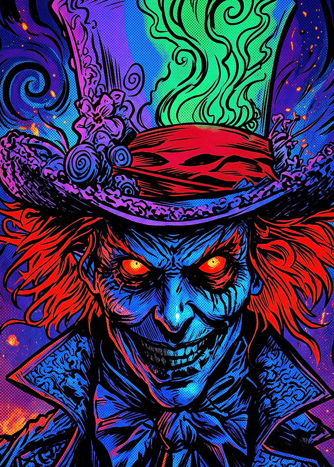 Neon Mad Hatter Portrait